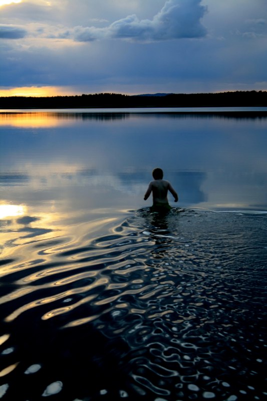 A very late and cold swim