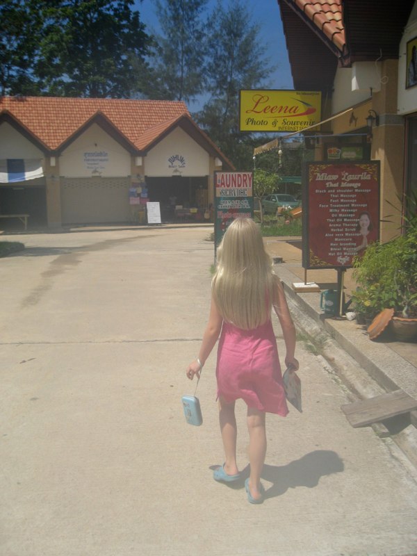 Little girl on her way to the hairdresser!