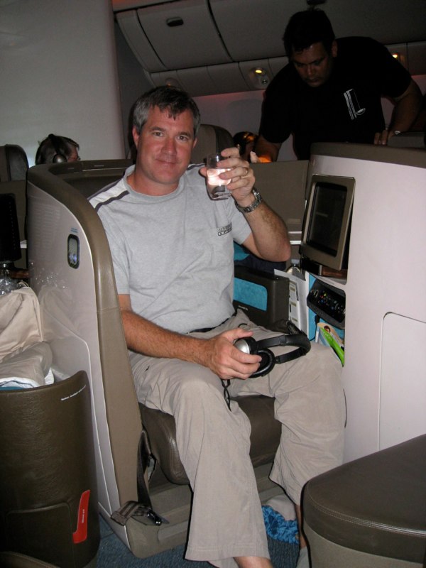 Pat gets ready for a 13 hour flight