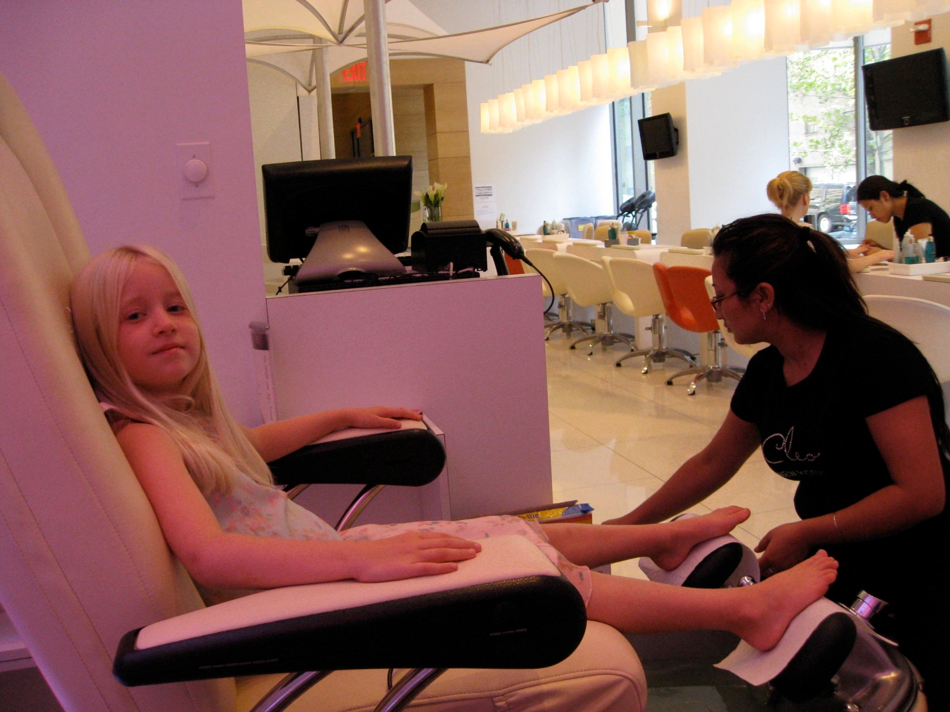 Getting her first pedicure!