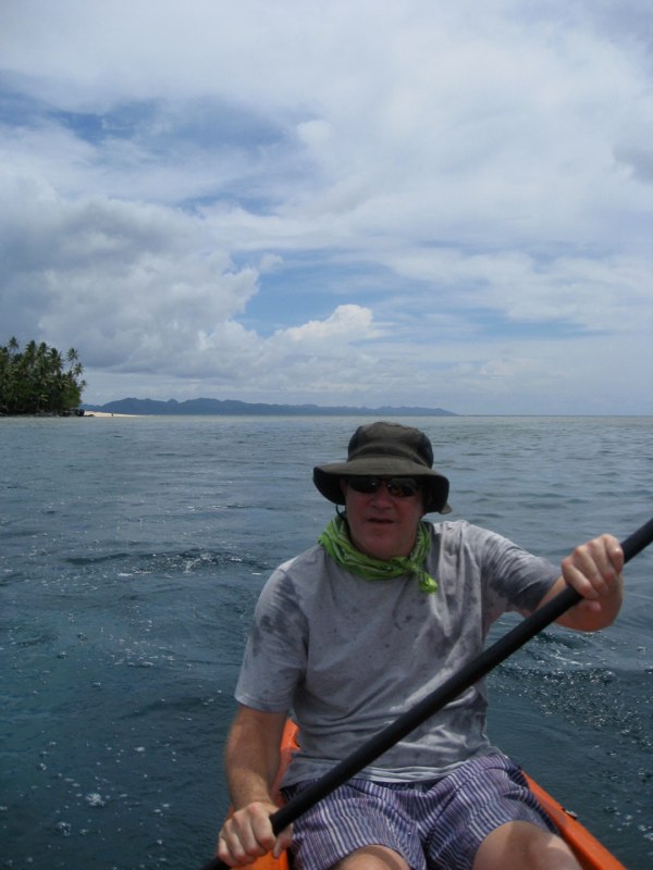 Pat is paddleing