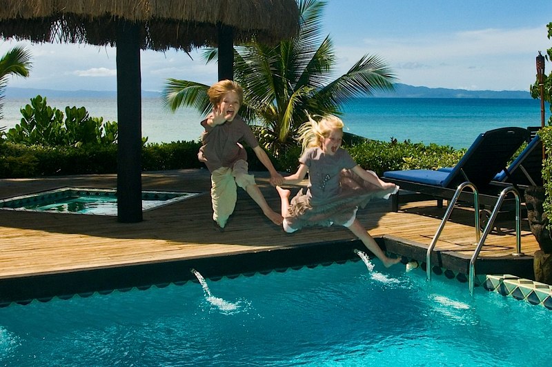 Test jump in the pool