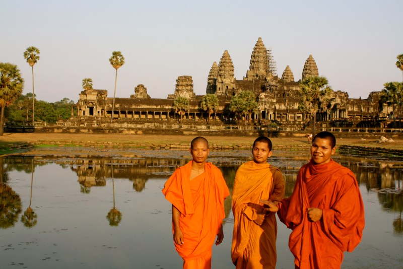 Angkor Wat and monks