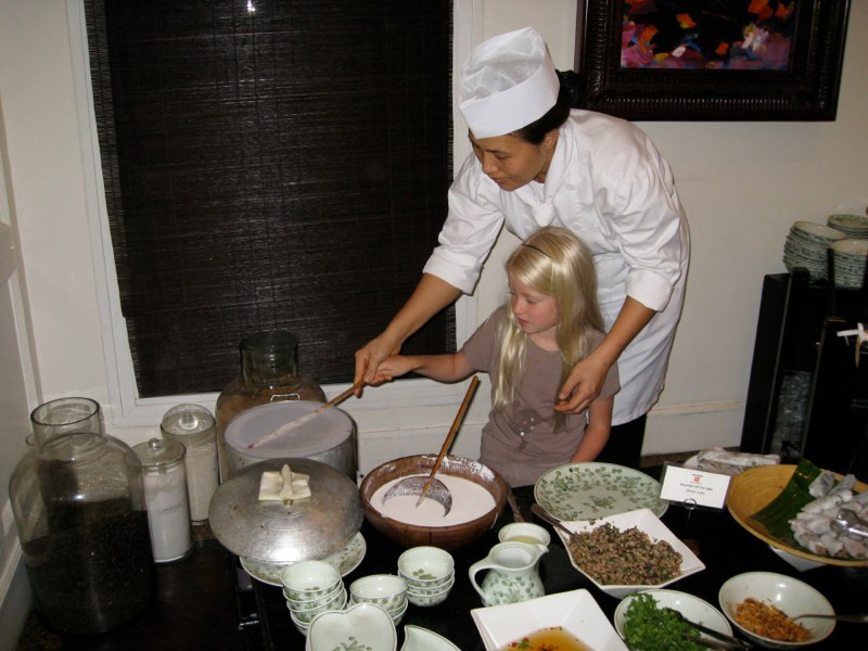 so Estelle is making her own rice pancakes
