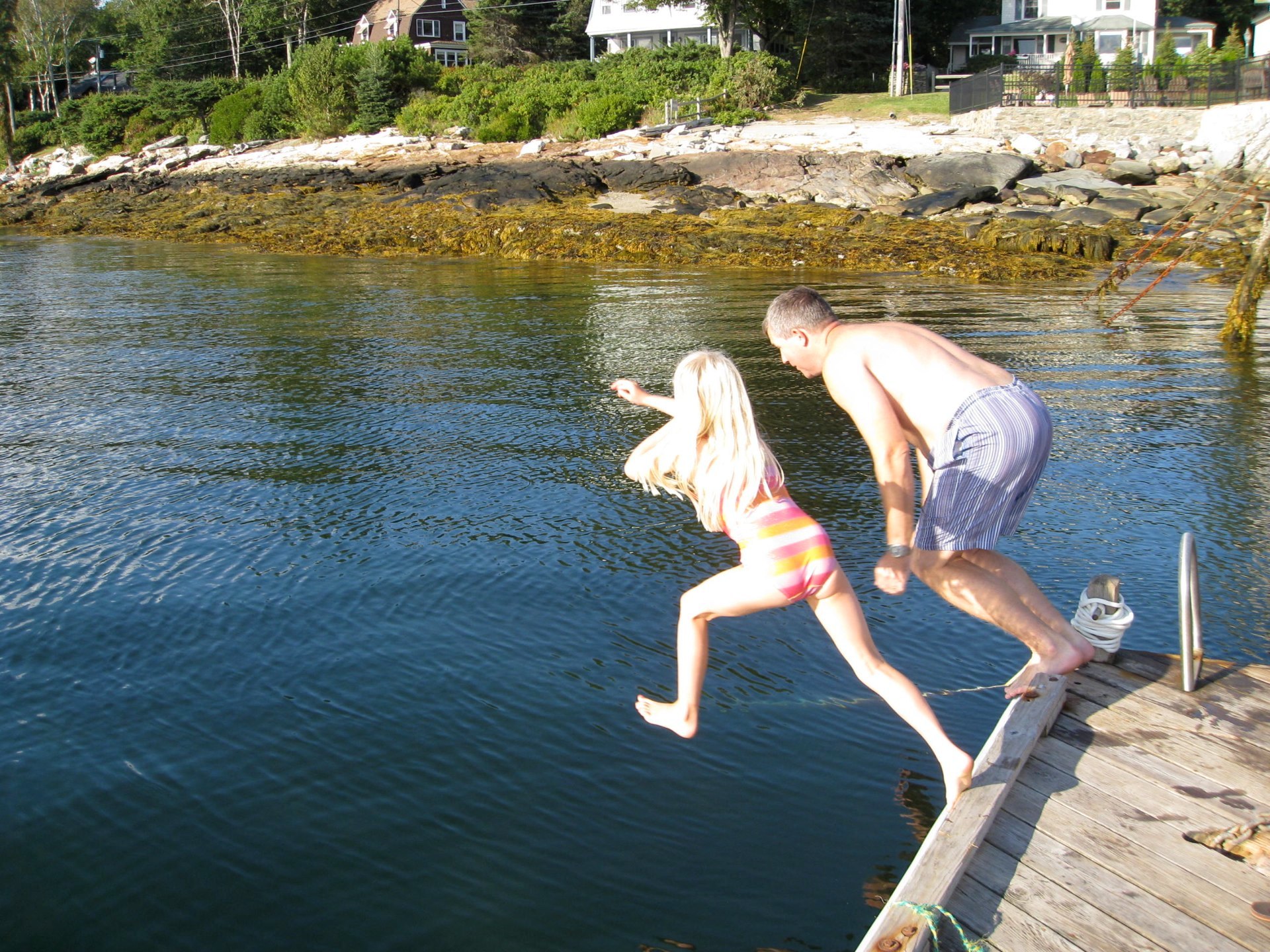 Jumping in the very cold water
