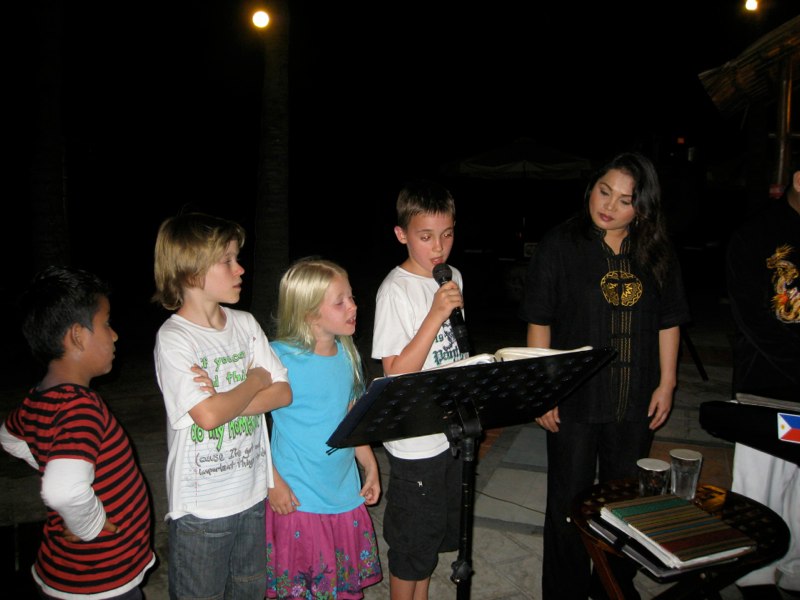 He preformed”mamma mia” in front of the guest at the hotel :)